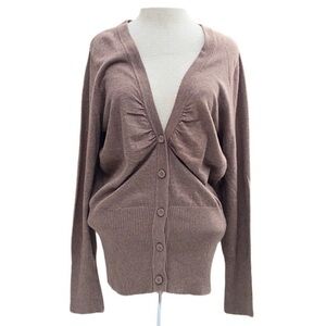 Sonoma womens cardigan long sleeve sweater button front v neck XL brown
